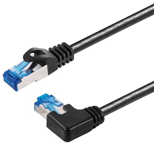 Sat-Fox 2m Cat6A / S/FTP (PIMF) Patchkabel, nach rechts gewinkelt Netzwerkkabel für Router, PC oder Smart-TV von Sat-Fox