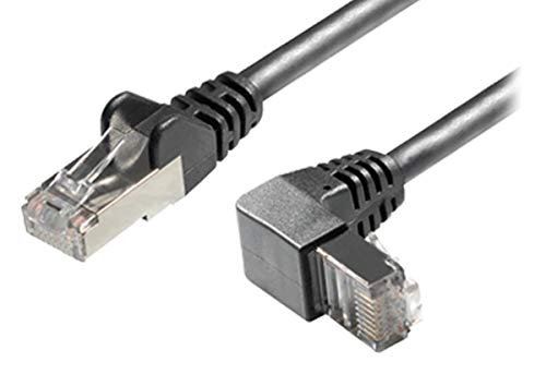 Sat-Fox Cat6A / S/FTP (PIMF) Patchkabel Netzwerkkabel RJ45 Stecker gerade auf RJ45 Stecker nach unten gewinkelt, 1,5 m von Sat-Fox