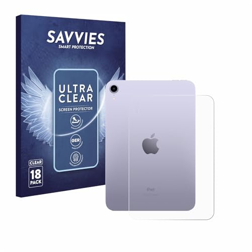 Savvies 18 Stück Schutzfolie für Apple iPad Mini 7 WiFi 2024 (Rückseite) Displayschutz-Folie Ultra-Transparent von Savvies