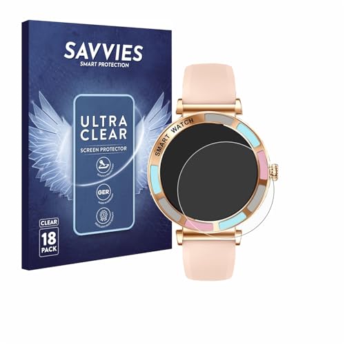 Savvies 18 Stück Schutzfolie für Braidol Smartwatch 1.27" Displayschutz-Folie Ultra-Transparent von Savvies