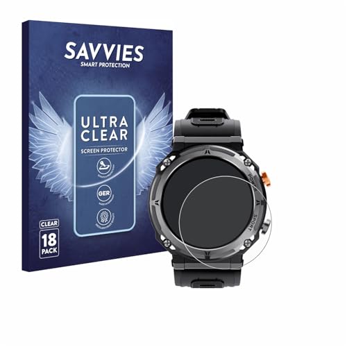 Savvies 18 Stück Schutzfolie für Darmowade Smartwatch 1.39" Displayschutz-Folie Ultra-Transparent von Savvies