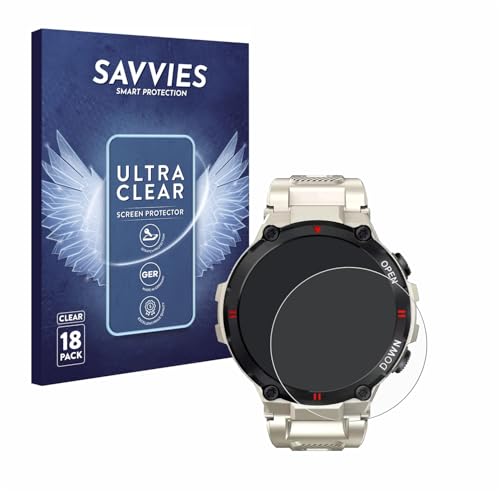 Savvies 18 Stück Schutzfolie für Nasa Smartwatch BNA30119-003 (45.5 mm) Displayschutz-Folie Ultra-Transparent von Savvies