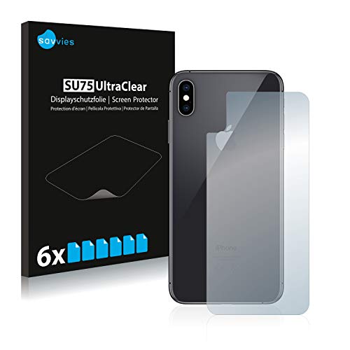 Savvies 6 Stück Schutzfolie für Apple iPhone Xs Max (Rückseite) Displayschutz-Folie Ultra-Transparent von Savvies