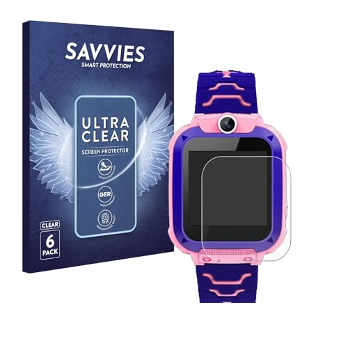 Savvies 6 Stück Schutzfolie für Bothergu Kids Smartwatch Q12 Displayschutz-Folie Ultra-Transparent von Savvies