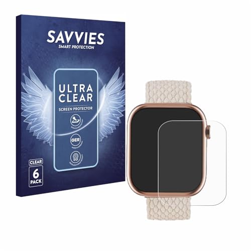 Savvies 6 Stück Schutzfolie für Msovaeu Smartwatch 1.83" Displayschutz-Folie Ultra-Transparent von Savvies