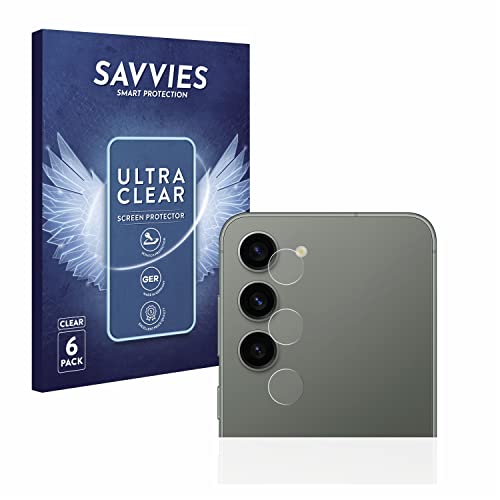 Savvies 6 Stück Schutzfolie für Samsung Galaxy S23 (NUR Kameraschutz) Displayschutz-Folie Ultra-Transparent von Savvies