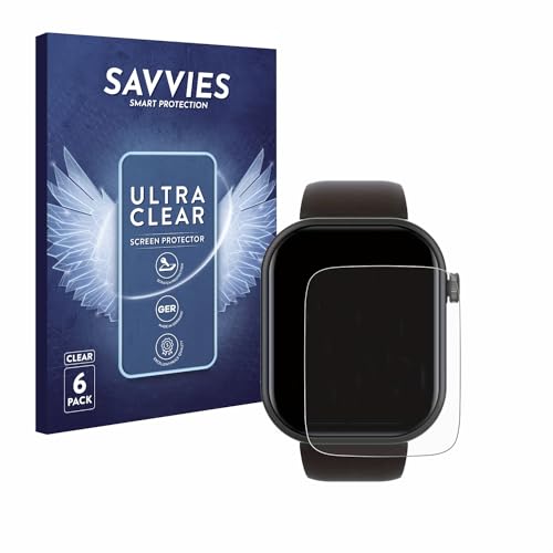 Savvies 6 Stück Schutzfolie für Smartwatch IDW13 / IDW15 / IDW19 1.8" Displayschutz-Folie Ultra-Transparent von Savvies