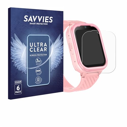 Savvies 6 Stück Schutzfolie für Yuede Kids Smartwatch 1.83" Displayschutz-Folie Ultra-Transparent von Savvies