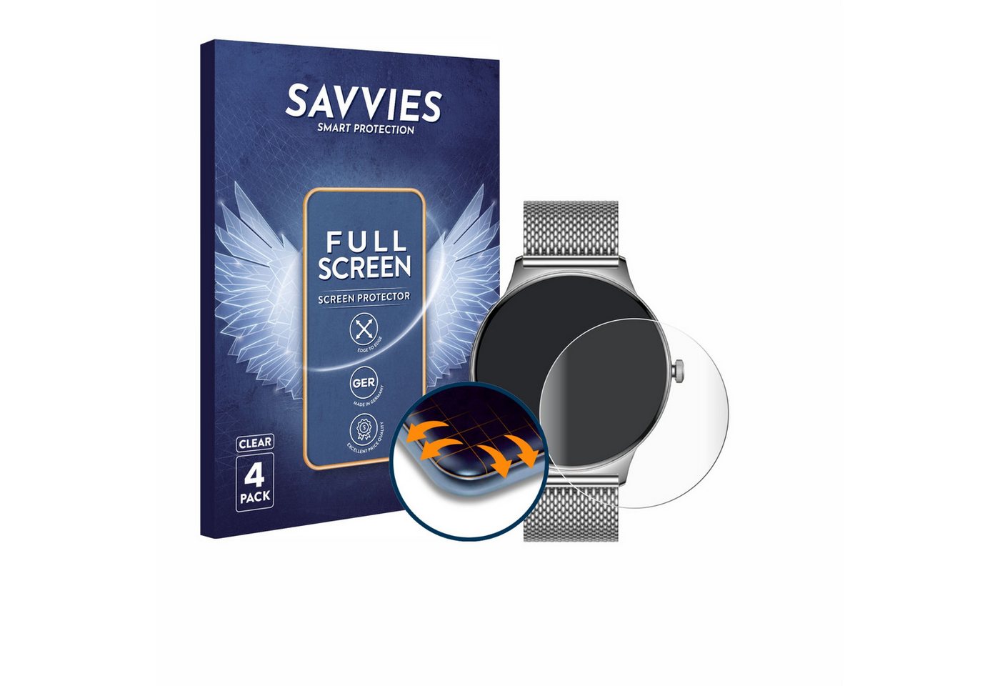 Savvies Displayschutzfolie Fullscreen Schutzfolie für Pireware Slim Smartwatch, 4 Stück, Displayschutz Folie Fullcover Klar Transparent Savvies Displayschutzfolie Fullscreen Schutzfolie für Pireware Slim Smartwatch, 4 Stück, Displayschutz Folie Fullcover Klar Transparent von Savvies