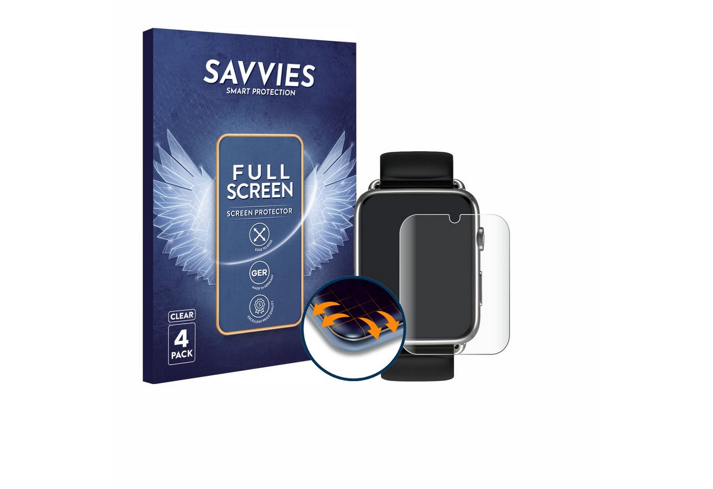 Savvies Displayschutzfolie Fullscreen Schutzfolie für Smartwatch DM20 1.88", 4 Stück, Displayschutz Folie Fullcover Klar Transparent Savvies Displayschutzfolie Fullscreen Schutzfolie für Smartwatch DM20 1.88", 4 Stück, Displayschutz Folie Fullcover Klar Transparent von Savvies