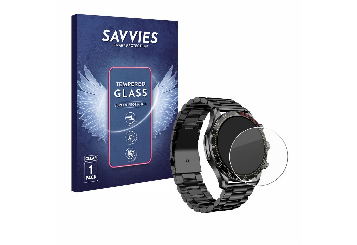 Savvies Displayschutzglas Panzerglas für Maoo Titan Smartwatch 1.43", Displayschutz 9H Schutzglas Glas Klar Transparent von Savvies