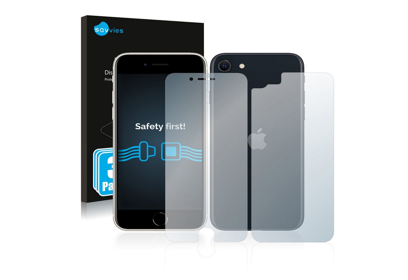 Savvies Schutzfolie für Apple iPhone SE 3 2022 (Display+Rückseite), Displayschutzfolie, 6 Stück, Folie klar von Savvies