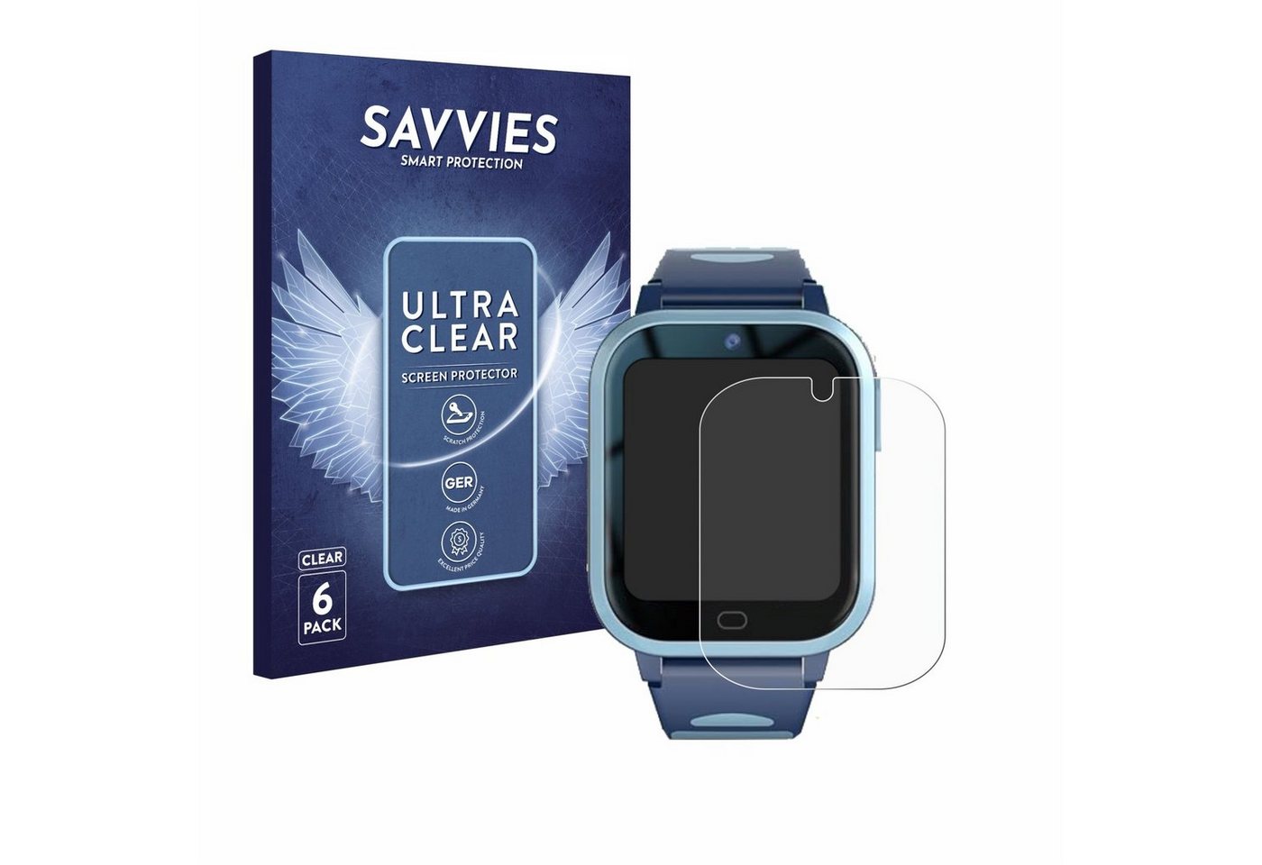 Savvies Displayschutzfolie Schutzfolie für Fitonme 4G Smartwatch 2023, 6 Stück, Displayschutz Schutz Folie Klar Transparent von Savvies