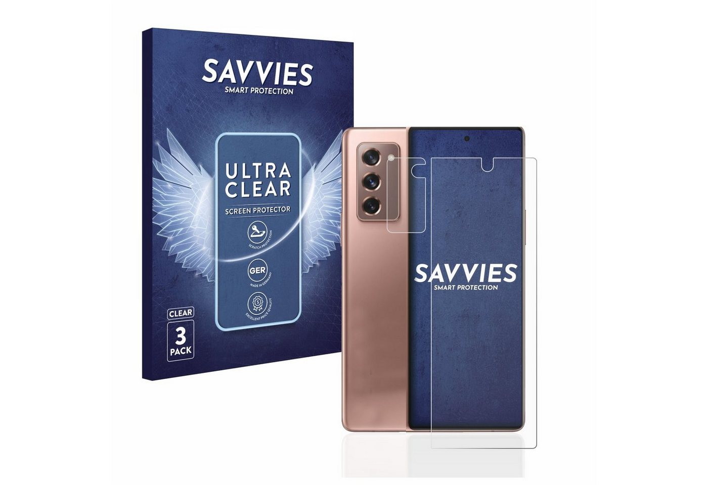 Savvies Displayschutzfolie Schutzfolie für Samsung Galaxy Z Fold 2 5G (Display+Kamera), 6 Stück, Displayschutz Schutz Folie Klar Transparent von Savvies