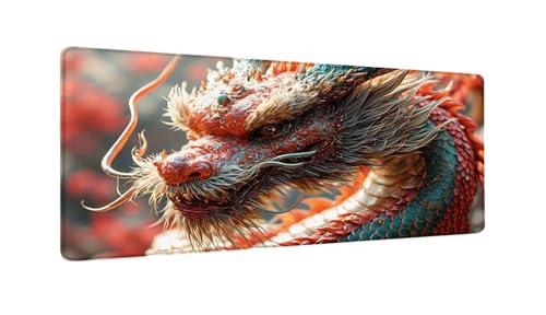 Chinesischer Drache Mauspad XXL 1500x800x3 MM Groß Gaming Mauspad Design Vernähte Kanten, Wetterfest Anti Rutsch Mousepad PC Laptop verbessert Präzision und Geschwindigkeit für Home Office W-484 von Saweefog