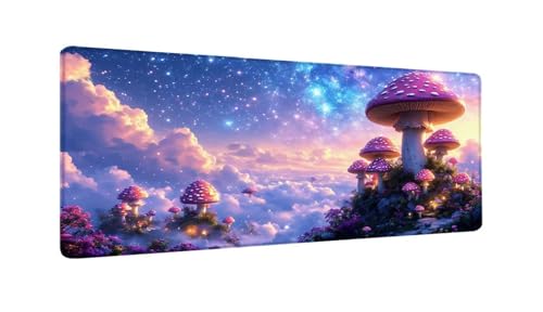 Fantasiepilze Mauspad XXL 1500x800x3 MM Groß Gaming Mauspad Design Vernähte Kanten, Wetterfest Anti Rutsch Mousepad PC Laptop verbessert Präzision und Geschwindigkeit für Home Office, Geschenke W-850 von Saweefog