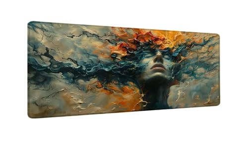 Gaming Mauspad Abstrakte Frau Mauspad XXL 1000x500x3 MM, Wetterfest Anti Rutsch Schreibtisch Mouse Pad verbessert Präzision und Geschwindigkeit, Gaming Zubehör für Home Zimmer Deko Aesthetic W-86 von Saweefog