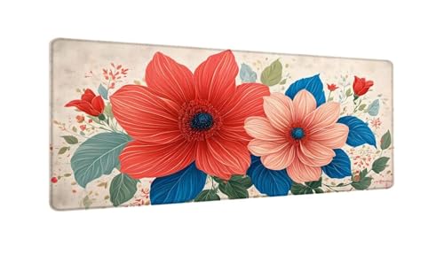 Gaming Mauspad Farbige Blumen Mauspad XXL 1000x500x3 MM, Wetterfest Anti Rutsch Schreibtisch Mouse Pad verbessert Präzision und Geschwindigkeit, Gaming Zubehör für Home Zimmer Deko Aesthetic W-30 von Saweefog