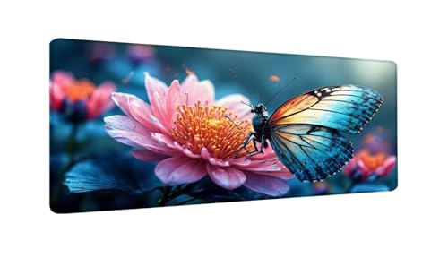 Gaming Mauspad Farbige Blumen Mauspad XXL 1000x500x3 MM, Wetterfest Anti Rutsch Schreibtisch Mouse Pad verbessert Präzision und Geschwindigkeit, Gaming Zubehör für Home Zimmer Deko Aesthetic W-34 von Saweefog