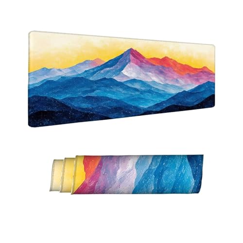 Gaming Mauspad Farbiger Berg Mauspad XXL 800x400x3 MM, Wetterfest Anti Rutsch Schreibtisch Mouse Pad verbessert Präzision und Geschwindigkeit, Gaming Zubehör für Home Zimmer Deko Aesthetic W-52 von Saweefog