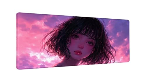 Gaming Mauspad Lila Schönheit Mauspad XXL 1000x500x3 MM, Wetterfest Anti Rutsch Schreibtisch Mouse Pad verbessert Präzision und Geschwindigkeit, Gaming Zubehör für Home Zimmer Deko Aesthetic W-992 von Saweefog