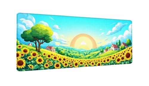 Gaming Mauspad Sonnenblume Mauspad XXL 600x300x3 MM, Wetterfest Anti Rutsch Schreibtisch Mouse Pad verbessert Präzision und Geschwindigkeit, Gaming Zubehör für Home Zimmer Deko Aesthetic W-422 von Saweefog