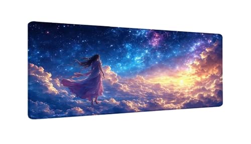 Gaming Mauspad Sternenhimmel Frau Mauspad XXL 1000x500x3 MM, Wetterfest Anti Rutsch Schreibtisch Mouse Pad verbessert Präzision und Geschwindigkeit, Gaming Zubehör für Home Zimmer Deko Aesthetic W-944 von Saweefog