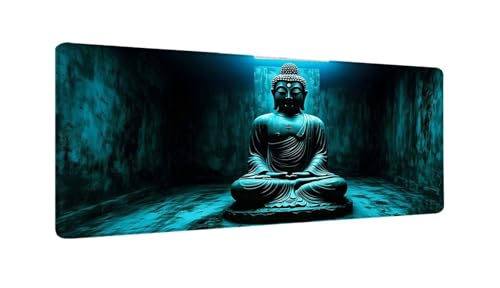 Gaming Mauspad Zen-Statue Mauspad XXL 1000x500x3 MM, Wetterfest Anti Rutsch Schreibtisch Mouse Pad verbessert Präzision und Geschwindigkeit, Gaming Zubehör für Home Zimmer Deko Aesthetic W-566 von Saweefog