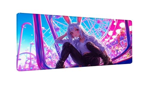 Häschenmädchen Mauspad XXL 1500x800x3 MM Groß Gaming Mauspad Design Vernähte Kanten, Wetterfest Anti Rutsch Mousepad PC Laptop verbessert Präzision und Geschwindigkeit für Home Office, Geschenke W-931 von Saweefog