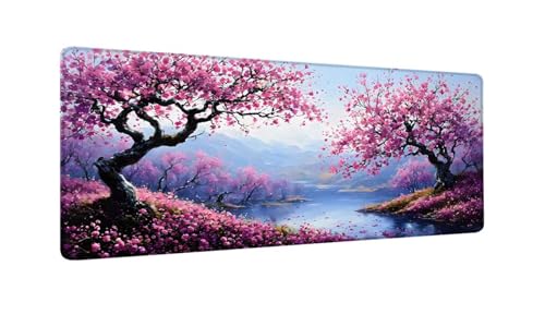 Lila Baum Mauspad XXL 1500x800x3 MM Groß Gaming Mauspad Design Vernähte Kanten, Wetterfest Anti Rutsch Mousepad PC Laptop verbessert Präzision und Geschwindigkeit für Home Office, Geschenke W-994 von Saweefog