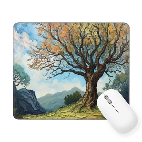 Mousepad Baum Mauspad Kleine 420 x 350 mm, Szene Mauspad mit Rutschfester Gummiunterseite, Wasserdichtes Mouse Pad, Mini Gaming Mauspad für Damen, Herren, Kabellose Maus Laptop Büro Zuhause W-978 von Saweefog