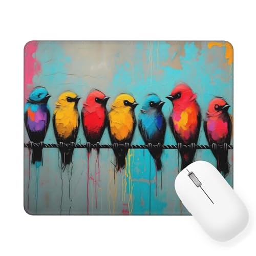 Mousepad Farbe Mauspad Kleine 320 x 260 mm, Vogel Mauspad mit Rutschfester Gummiunterseite, Wasserdichtes Mouse Pad, Mini Gaming Mauspad für Damen, Herren, Kabellose Maus Laptop Büro Zuhause W-100 von Saweefog