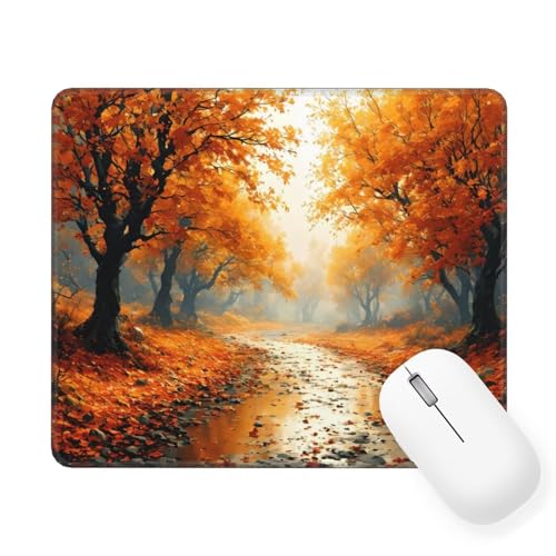 Mousepad Herbst Mauspad Kleine 420 x 350 mm, Szene Mauspad mit Rutschfester Gummiunterseite, Wasserdichtes Mouse Pad, Mini Gaming Mauspad für Damen, Herren, Kabellose Maus Laptop Büro Zuhause W-690 von Saweefog