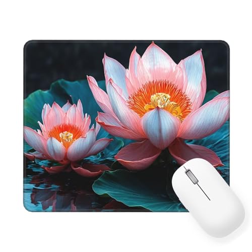 Mousepad Rosa Mauspad Kleine 320 x 260 mm, Lotus Mauspad mit Rutschfester Gummiunterseite, Wasserdichtes Mouse Pad, Mini Gaming Mauspad für Damen, Herren, Kabellose Maus Laptop Büro Zuhause W-132 von Saweefog