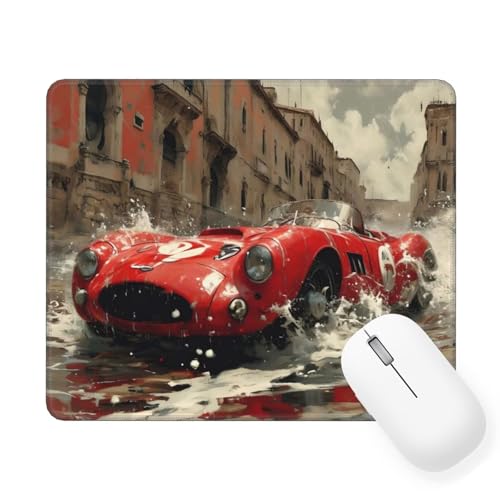 Mousepad Sportwagen Mauspad Kleine 220 x 180 mm, Szene Mauspad mit Rutschfester Gummiunterseite, Wasserdichtes Mouse Pad, Mini Gaming Mauspad für Damen,Herren, Kabellose Maus Laptop Büro Zuhause W-708 von Saweefog