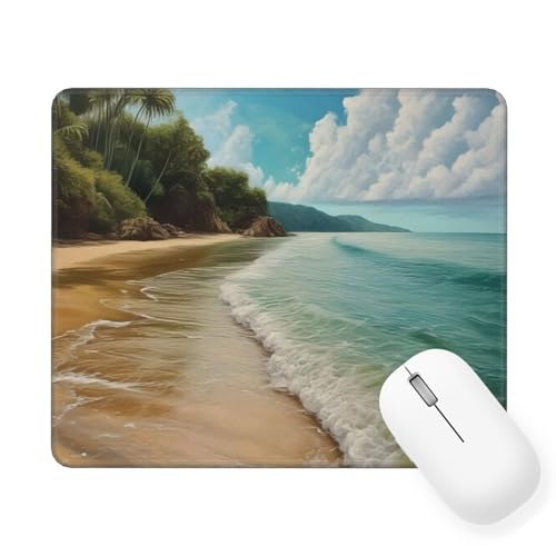 Mousepad Strand Mauspad Kleine 220 x 180 mm, Szene Mauspad mit Rutschfester Gummiunterseite, Wasserdichtes Mouse Pad, Mini Gaming Mauspad für Damen, Herren, Kabellose Maus Laptop Büro Zuhause W-638 von Saweefog