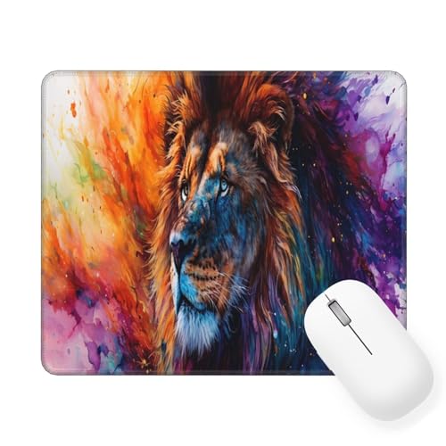 Mousepad Tier Mauspad Kleine 220 x 180 mm, Löwe Mauspad mit Rutschfester Gummiunterseite, Wasserdichtes Mouse Pad, Mini Gaming Mauspad für Damen, Herren, Kabellose Maus Laptop Büro Zuhause W-240 von Saweefog