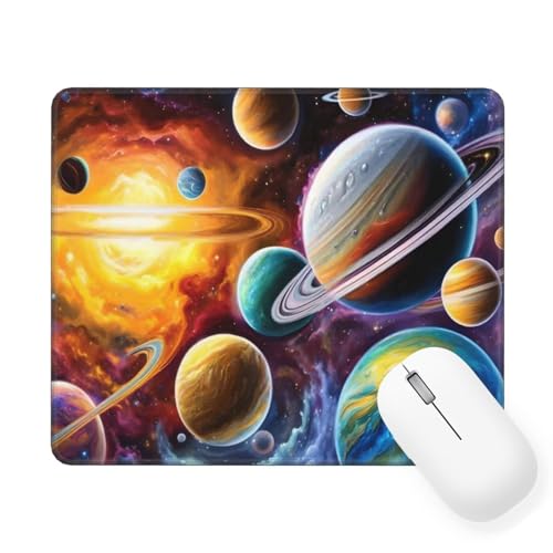 Mousepad Universum Mauspad Kleine 420 x 350 mm, Planet Mauspad mit Rutschfester Gummiunterseite, Wasserdichtes Mouse Pad, Mini Gaming Mauspad für Damen,Herren, Kabellose Maus Laptop Büro Zuhause W-862 von Saweefog