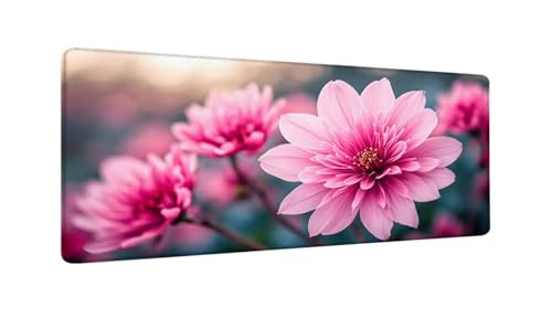 Rosa Blumen Mauspad XXL 1500x800x3 MM Groß Gaming Mauspad Design Vernähte Kanten, Wetterfest Anti Rutsch Mousepad PC Laptop verbessert Präzision und Geschwindigkeit für Home Office, Geschenke W-637 von Saweefog