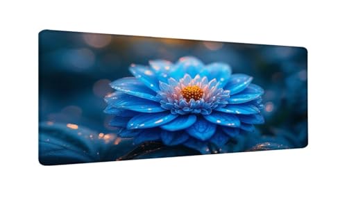 Schreibtischunterlage 120x60 cm XXL Mauspad Blaue Blumen Mousepad mit Genähten Kanten, Wasserfest Mouse Pad mit rutschfeste Unterseite, Desk Zubehör für Büro Zimmer Deko, Geschenke für Männer W-760 von Saweefog