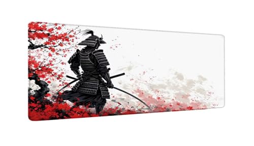 Schreibtischunterlage 120x60 cm XXL Mauspad Japanischer Samurai Mousepad mit Genähten Kanten, Wasserfest Mouse Pad mit rutschfeste Unterseite, Desk Zubehör für Büro Zimmer Deko, Geschenke W-892 von Saweefog