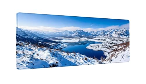 Schreibtischunterlage 120x60 cm XXL Mauspad Wintersee Mousepad mit Genähten Kanten, Wasserfest Mouse Pad mit rutschfeste Unterseite, Desk Zubehör für Büro Zimmer Deko, Geschenke für Männer W-104 von Saweefog