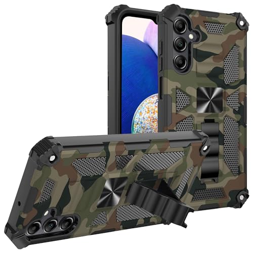 Schutzhülle für Samsung Galaxy A55 5G, Camouflage-Design, militärische Qualität, weiches TPU, hartes Polycarbonat, robuste Schutzhülle, stoßfest, mit Ständer, Armeegrün von Sawiqpd