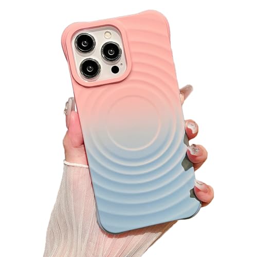 Sayoaho Magnetische Schutzhülle für iPhone 15 Plus [kompatibel mit MagSafe], niedlicher Farbverlauf, Wellenform, kompatibel mit Handyhülle (Rosa, Blau, iPhone 15 Plus) von Sayoaho