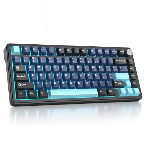 SbocKeeb 75% Prozent Tastatur Wireless mit Gasket, TKL Wireless Mechanische Gaming Tastatur Bluetooth/2.4 GHz/USB, America QWERTY, Vorgeschmierte Schalter für PC Mac Win M75-Deep Blue von SbocKeeb