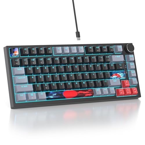 SbocKeeb Custom Gaming Tastatur 75 Prozent Hot-Swap,kabelgebundene Mechanische RGB Tastatur mit Dichtung und Schall absorbierenden Pads Programmierbare Amerikanische QWERTY V400 Dark von SbocKeeb