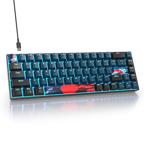 SbocKeeb Gaming Tastatur Mechanische 60 Prozent, Mini RGB Tastatur 65 Prozent Amerïka QWERTY, 68 Tasten Kabelgebundene Tastatur Hintergrundbeleuchtung für PC Gamer（GT68-RGB Monster） von SbocKeeb