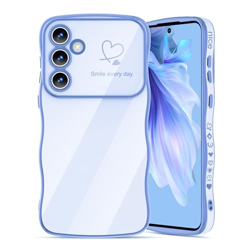 ScandiCasis Handyhülle für Samsung Galaxy A15, Wellen Herz Muster Hülle Silikon Stoßfest Schutzhülle Kameraschutz Protective Phone Case für Mädchen Frauen, Blau von ScandiCasis