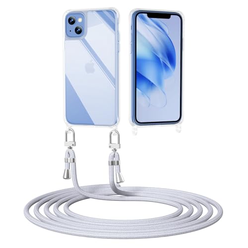 ScandiCasis Handyhülle mit Band für iPhone 13 Mini, Transparent Handyhülle mit Band Stoßfest Schutzhülle Necklace Phone Case, Silber ScandiCasis Handyhülle mit Band für iPhone 13 Mini, Transparent Handyhülle mit Band Stoßfest Schutzhülle Necklace Phone Case, Silber von ScandiCasis