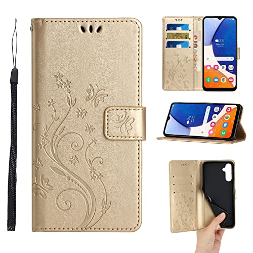 ScandiCasis für Samsung Galaxy S24/S25 Klapphülle, Blumen Lederhülle mit Kartenfach Ständer Wallet Hülle, Magnet Klappbar Stoßfeste Handyhülle, Golden ScandiCasis für Samsung Galaxy S24/S25 Klapphülle, Blumen Lederhülle mit Kartenfach Ständer Wallet Hülle, Magnet Klappbar Stoßfeste Handyhülle, Golden von ScandiCasis